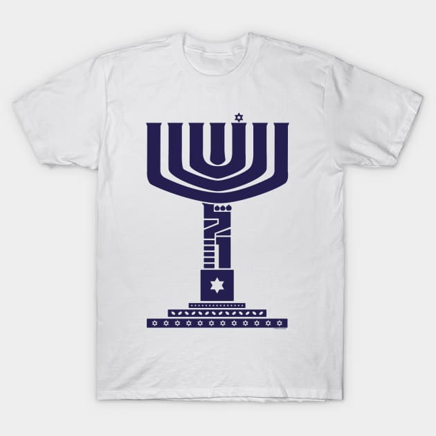 menorah Blue T-Shirt by MeLoveIsrael